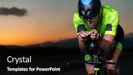  Presentation with drama - Presentation theme with triathlete-rides-his-bike background and a black colored foreground