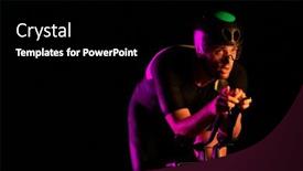  Presentation with drama - Slide deck with triathlete-rides-his-bike background and a black colored foreground