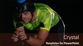  Presentation with drama - Presentation design featuring triathlete-rides-his-bike background and a wine colored foreground