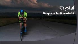  Presentation with drama - Theme consisting of triathlete-rides-his-bike background and a dark gray colored foreground