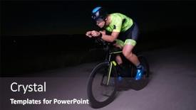  Presentation with drama - PPT theme having triathlete-rides-his-bike background and a dark gray colored foreground