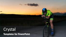  Presentation with drama - Presentation theme enhanced with triathlete-rides-his-bike background and a dark gray colored foreground