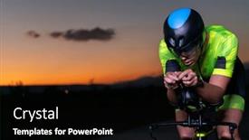  Presentation with drama - PPT layouts enhanced with triathlete-rides-his-bike background and a black colored foreground