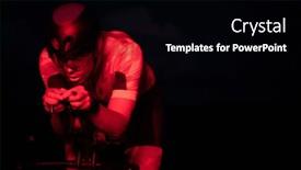  Presentation with drama - PPT theme with triathlete-rides-his-bike background and a black colored foreground