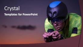  Presentation with drama - Presentation theme consisting of triathlete-rides-his-bike background and a tawny brown colored foreground