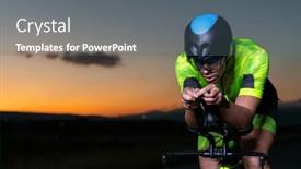  Presentation with drama - Presentation theme featuring triathlete-rides-his-bike background and a gray colored foreground