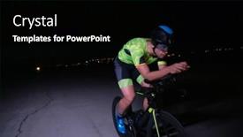  Presentation with drama - Theme having triathlete-rides-his-bike background and a black colored foreground