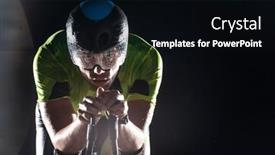  Presentation with marathon - Presentation theme enhanced with triathlete-rides-his-bike background and a black colored foreground