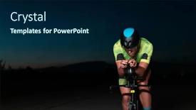  Presentation with drama - Presentation theme enhanced with triathlete-rides-his-bike background and a navy blue colored foreground