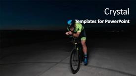  Presentation with drama - Slide set with triathlete-rides-his-bike background and a black colored foreground
