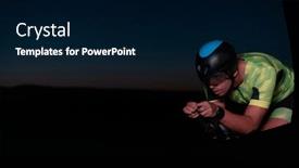  Presentation with marathon - Slides featuring triathlete-rides-his-bike background and a navy blue colored foreground