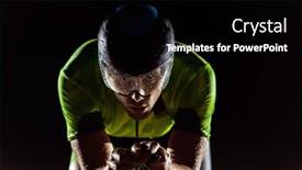  Presentation with marathon - Presentation theme enhanced with triathlete-rides-his-bike background and a black colored foreground