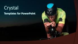  Presentation with drama - Presentation theme consisting of triathlete-rides-his-bike background and a navy blue colored foreground
