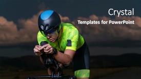  Presentation with drama - PPT theme enhanced with triathlete-rides-his-bike background and a tawny brown colored foreground