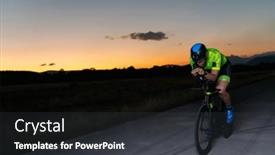  Presentation with drama - PPT theme featuring triathlete-rides-his-bike background and a dark gray colored foreground