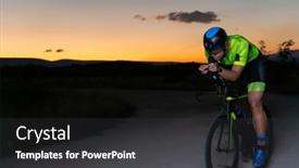  Presentation with drama - PPT theme with triathlete-rides-his-bike background and a dark gray colored foreground