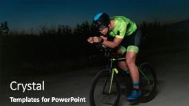  Presentation with drama - Slide set enhanced with triathlete-rides-his-bike background and a dark gray colored foreground