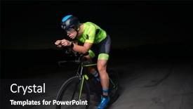 Presentation with drama - PPT theme featuring triathlete-rides-his-bike background and a dark gray colored foreground