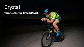  Presentation with drama - Theme having triathlete-rides-his-bike background and a black colored foreground