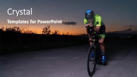  Presentation with drama - PPT layouts enhanced with triathlete-rides-his-bike background and a ocean colored foreground