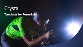  Presentation with drama - Presentation design having triathlete-rides-his-bike background and a wine colored foreground