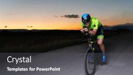  Presentation with drama - Presentation theme with triathlete-rides-his-bike background and a dark gray colored foreground