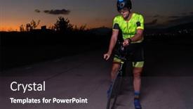  Presentation with marathon - Presentation design featuring triathlete-rides-his-bike background and a dark gray colored foreground