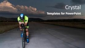  Presentation with marathon - Presentation design with triathlete-rides-his-bike background and a ocean colored foreground