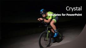  Presentation with marathon - PPT theme with triathlete-rides-his-bike background and a black colored foreground