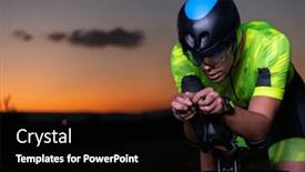  Presentation with marathon - Presentation theme featuring triathlete-rides-his-bike background and a black colored foreground