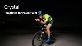  Presentation with drama - Presentation theme consisting of triathlete-rides-his-bike background and a black colored foreground