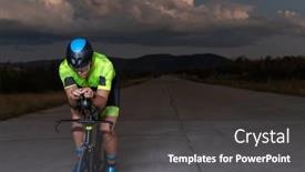  Presentation with drama - Slides enhanced with triathlete-rides-his-bike background and a dark gray colored foreground
