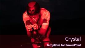  Presentation with drama - PPT theme having triathlete-rides-his-bike background and a wine colored foreground