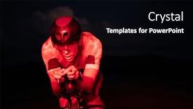  Presentation with drama - PPT layouts enhanced with triathlete-rides-his-bike background and a black colored foreground