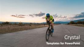  Presentation with effort - Presentation theme having triathlete-riding-his-bicycle-during background and a gray colored foreground