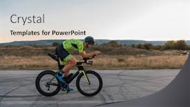  Presentation with effort - Theme enhanced with triathlete-riding-his-bicycle-during background and a  colored foreground