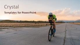  Presentation with effort - Presentation theme with triathlete-riding-his-bicycle-during background and a lemonade colored foreground