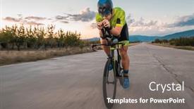  Presentation with effort - Presentation with triathlete-riding-his-bicycle-during background and a gray colored foreground