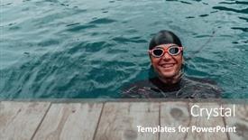  Presentation with swimmer - Presentation with triathlete-swimmer-portrait-wearing-wetsuit background and a gray colored foreground