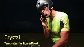  Presentation with cycling - Presentation theme having triathlete-using-a-smartphone background and a wine colored foreground