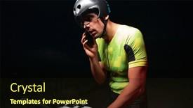  Presentation with cycling - Presentation design consisting of triathlete-using-a-smartphone background and a wine colored foreground