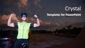  Presentation with triathlon - Presentation design featuring triathlon-athlete-portrait-while-resting background and a dark gray colored foreground