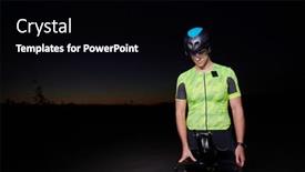  Presentation with triathlon - Beautiful PPT theme featuring triathlon-athlete-portrait-while-resting backdrop and a black colored foreground