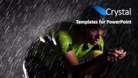  Presentation with triathlon - Slide set featuring triathlon-athlete-riding-bike-fast background and a dark gray colored foreground