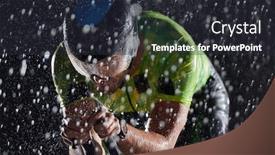  Presentation with triathlon - Presentation design consisting of triathlon-athlete-riding-bike-fast background and a dark gray colored foreground