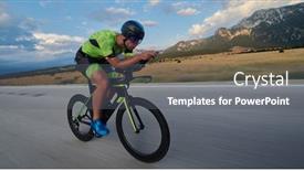  Presentation with road racing - Amazing slide deck having triathlon-athlete-riding-professional-racing backdrop and a gray colored foreground