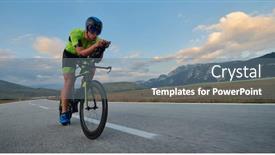  Presentation with road bike - Slide deck enhanced with triathlon-athlete-riding-professional-racing background and a gray colored foreground