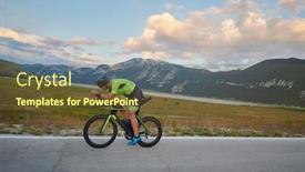  Presentation with road racing - Slide deck having triathlon-athlete-riding-professional-racing background and a tawny brown colored foreground