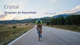  Presentation with road racing - Colorful presentation design enhanced with triathlon-athlete-riding-professional-racing backdrop and a sky blue colored foreground