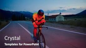  Presentation with road racing - Audience pleasing presentation theme consisting of triathlon-athlete-riding-professional-racing backdrop and a tawny brown colored foreground